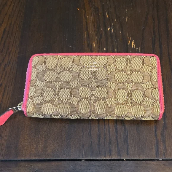 Coach Signature Logo Print Kelsey Bag Purse Pink And Matching Wallet - Picture 8 of 11